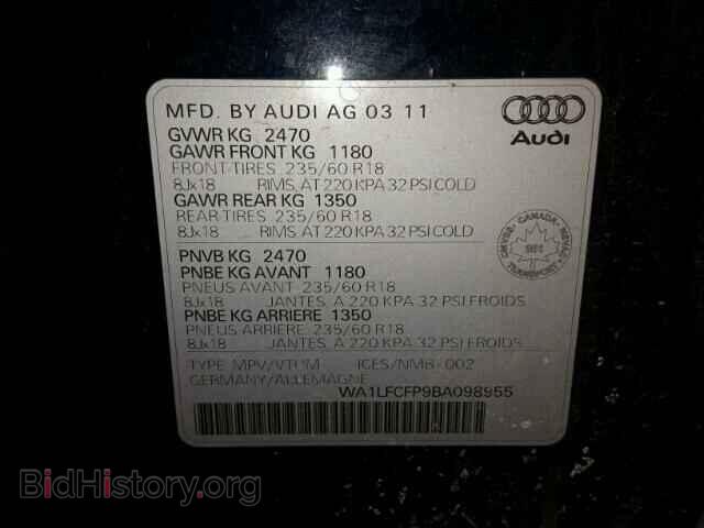 2011 AUDI Q5 - VIN: WA1LFCFP9BA098955 - Фото 10