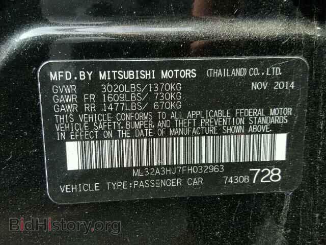 2015 MITSUBISHI MIRAGE - VIN: ML32A3HJ7FH032963 - Фото 10