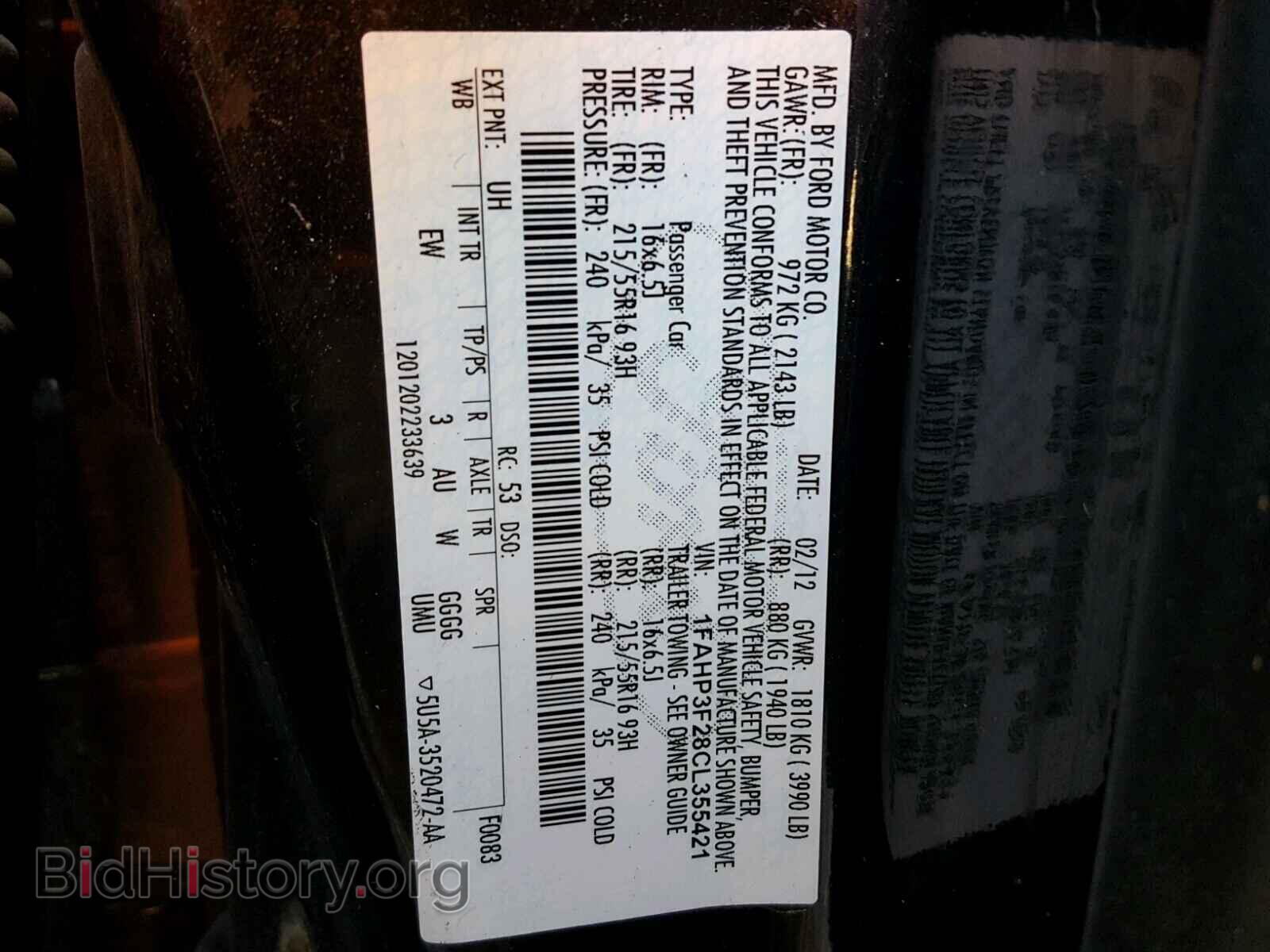 2012 FORD FOCUS - VIN: 1FAHP3F28CL355421 - Фото 10