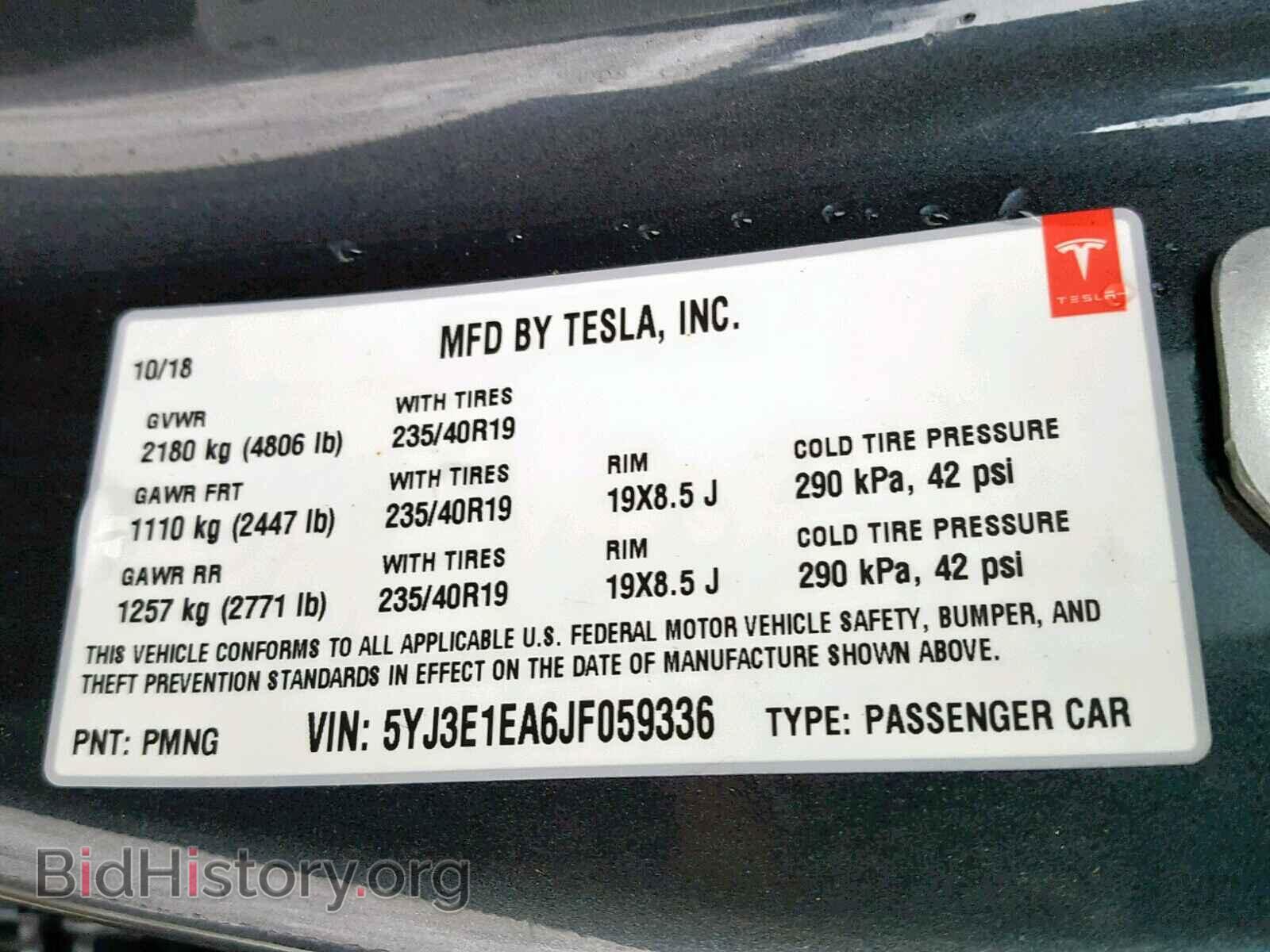 2018 TESLA MODEL 3 - VIN: 5YJ3E1EA6JF059336 - Photo 10