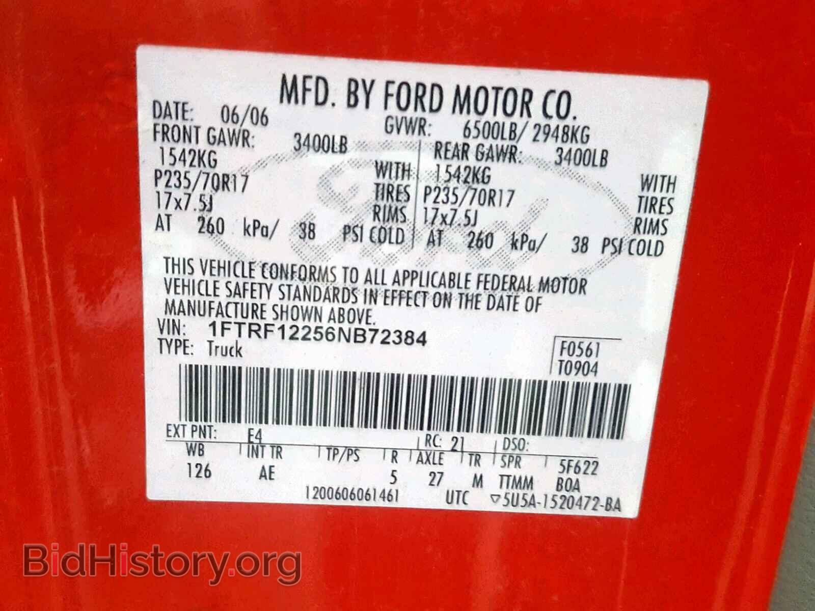 2006 FORD F150 - VIN: 1FTRF12256NB72384 - Фото 10