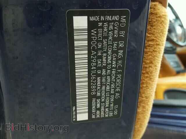 2001 PORSCHE BOXSTER - VIN: WP0CA29841U622898 - Фото 10