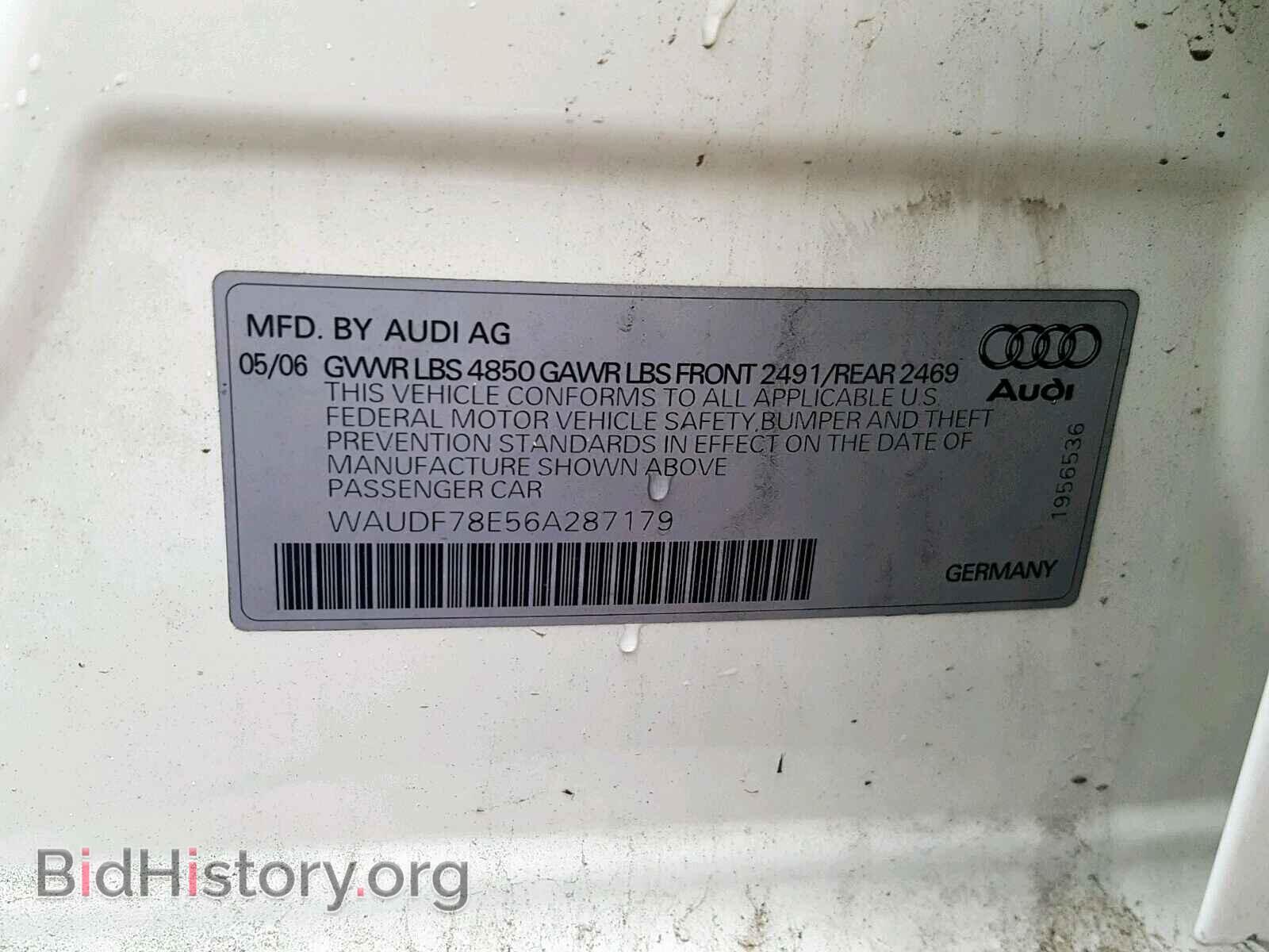 2006 AUDI A4 - VIN: WAUDF78E56A287179 - Фото 10