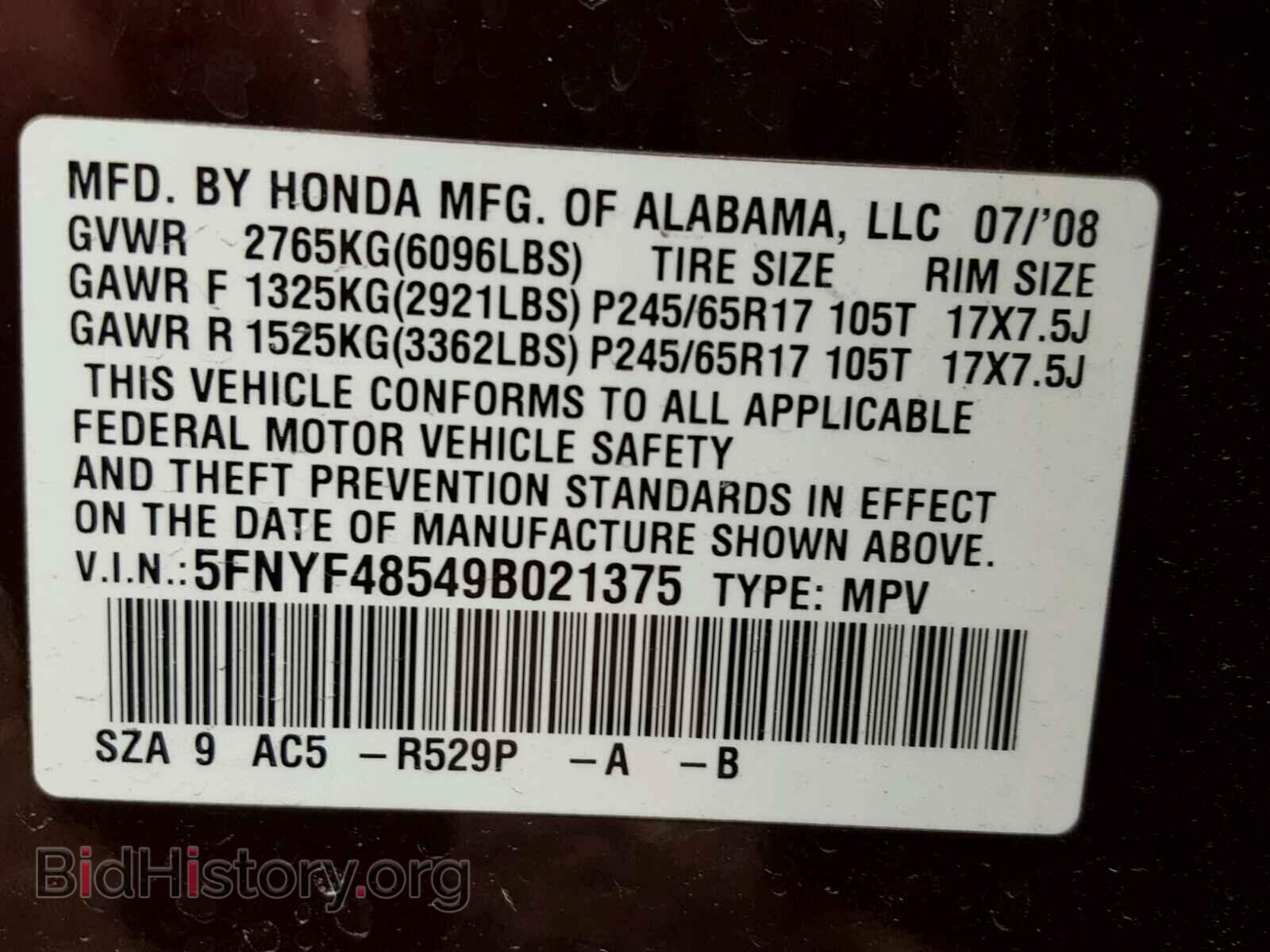 2009 HONDA PILOT - VIN: 5FNYF48549B021375 - Фото 10