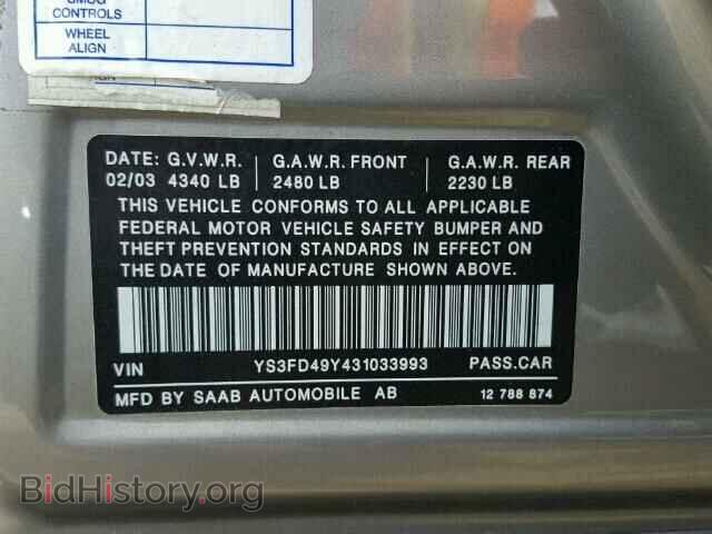 2003 SAAB 9 3 - VIN: YS3FD49Y431033993 - Фото 10