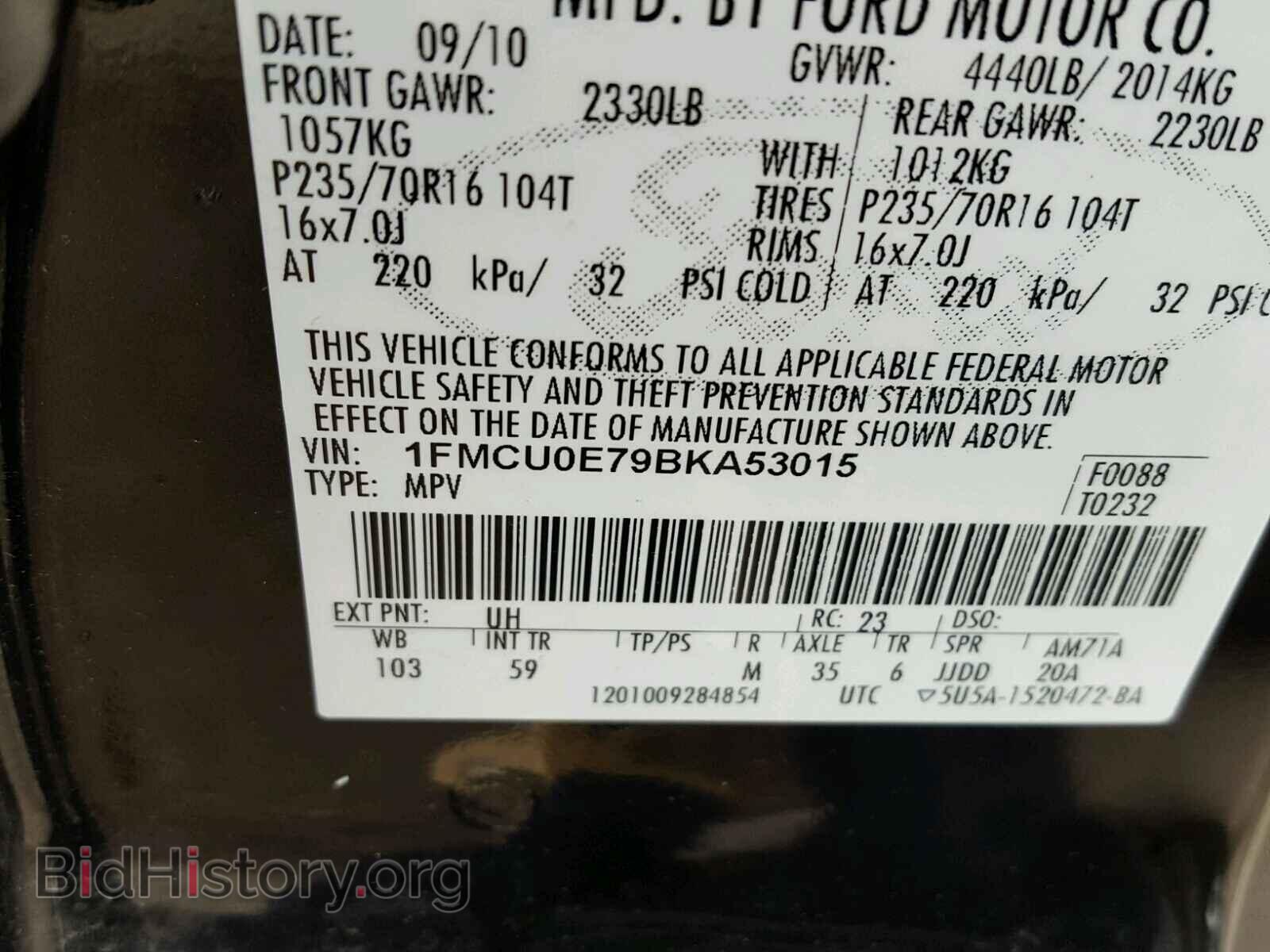2011 FORD ESCAPE - VIN: 1FMCU0E79BKA53015 - Photo 10
