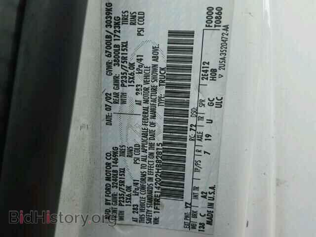2002 FORD ECONOLINE - VIN: 1FTRE14202HB82815 - Photo 10