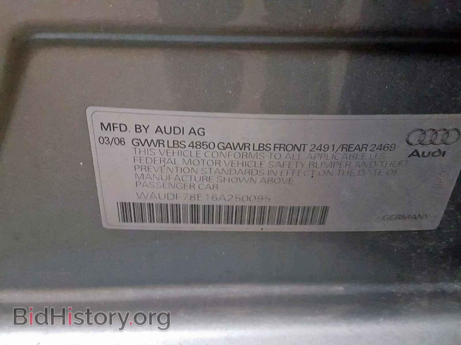 2006 AUDI A4 - VIN: WAUDF78E16A250095 - Фото 10