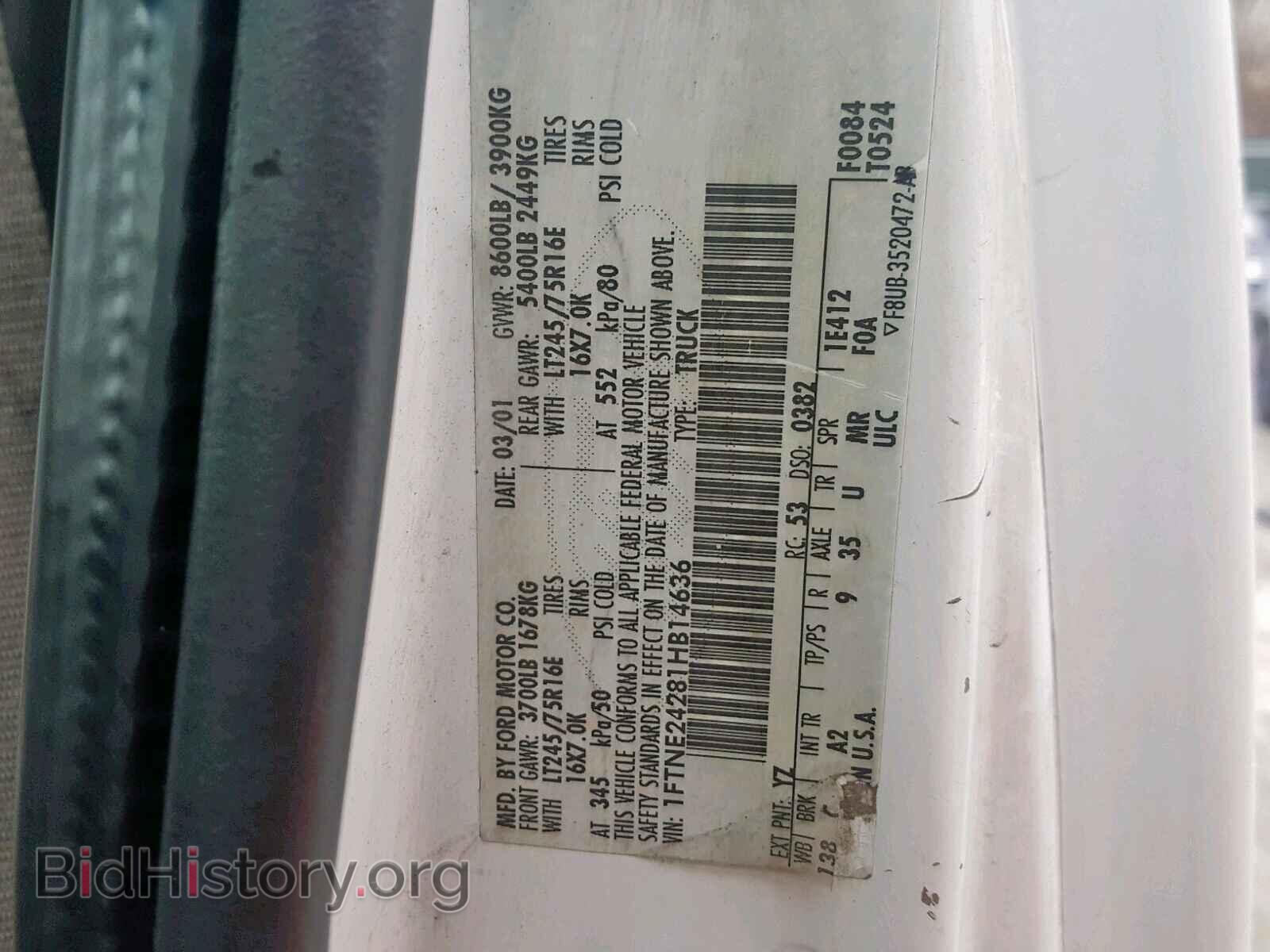 2001 FORD ECONOLINE - VIN: 1FTNE24281HB14636 - Фото 10