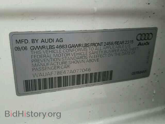 2007 AUDI A4 - VIN: WAUAF78E47A077046 - Фото 10