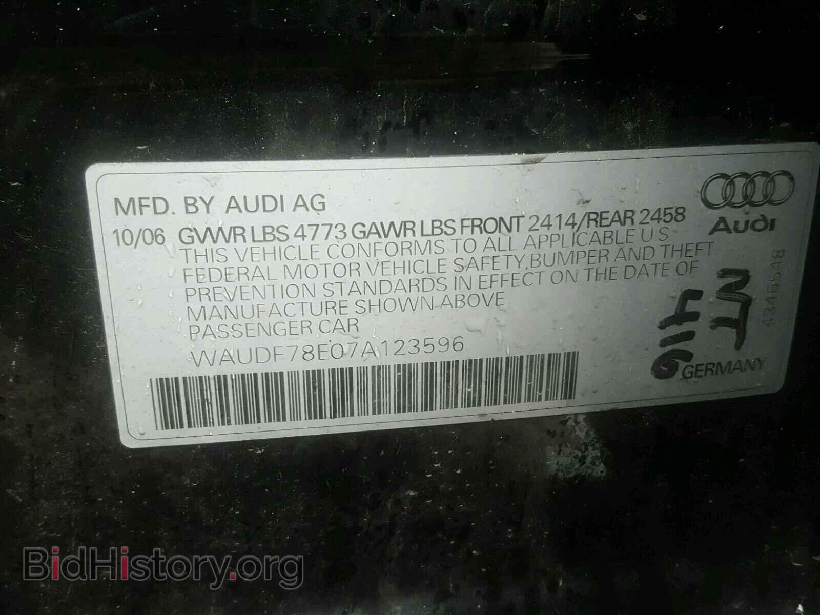 2007 AUDI A4 - VIN: WAUDF78E07A123596 - Photo 10