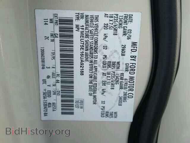 2006 FORD EXPLORER - VIN: 1FMEU75E16UA92188 - Фото 10