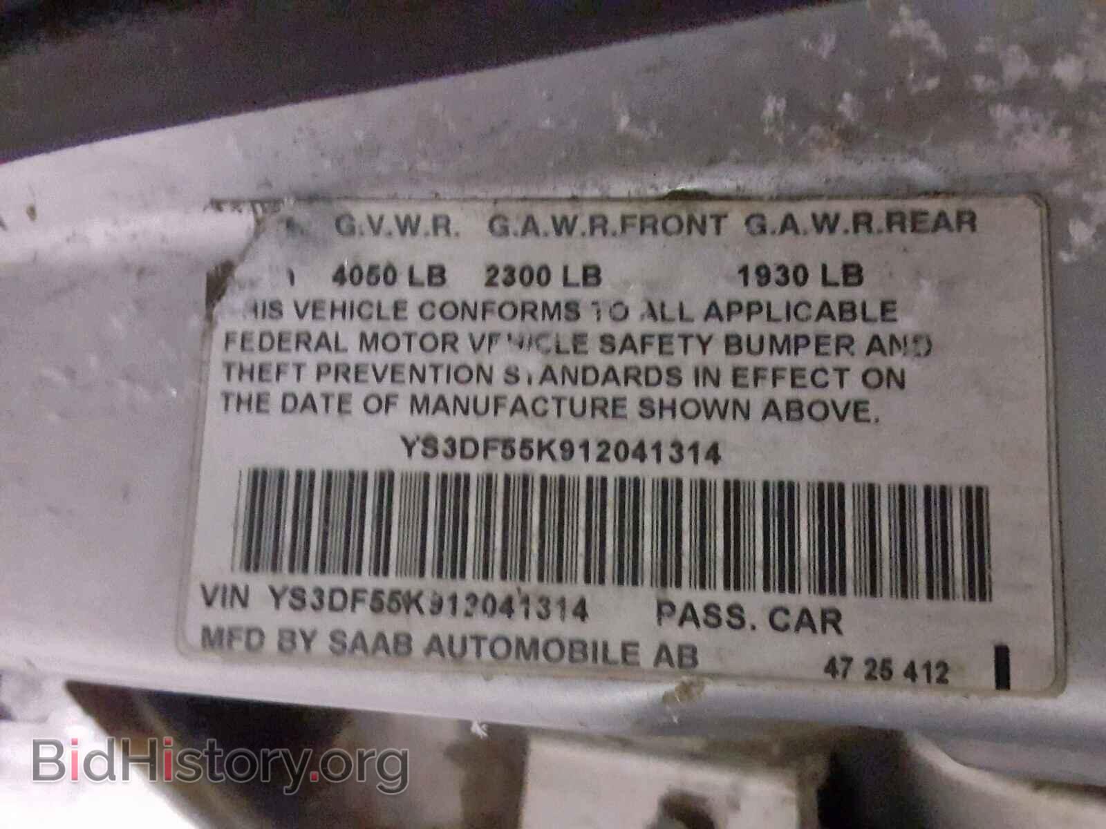 2001 SAAB 9 3 - VIN: YS3DF55K912041314 - Фото 10