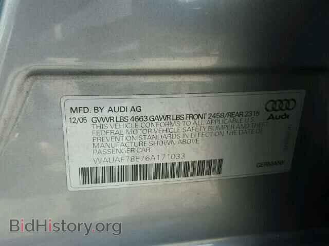 2006 AUDI A4 - VIN: WAUAF78E76A171033 - Photo 9