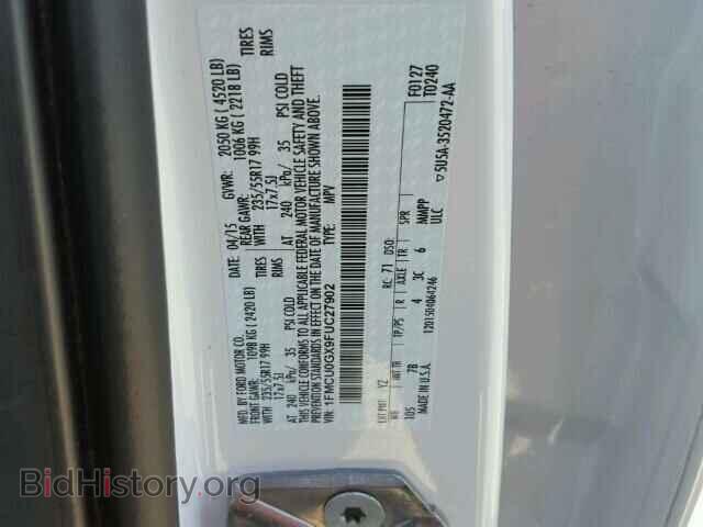 2015 FORD ESCAPE - VIN: 1FMCU0GX9FUC27902 - Фото 10