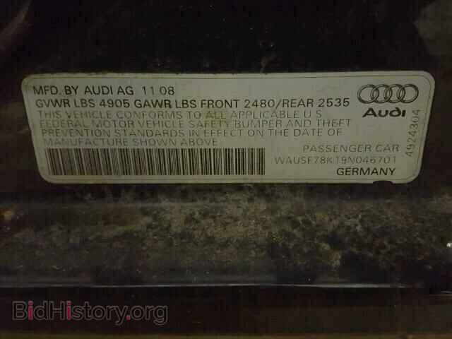 2009 AUDI A4 - VIN: WAUSF78K19N046701 - Фото 10