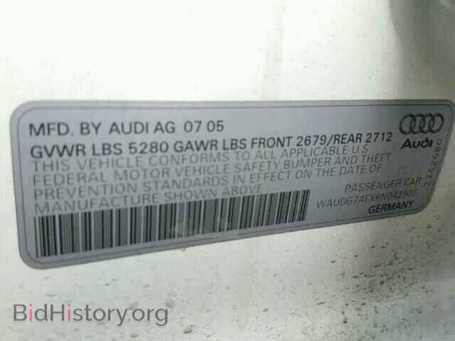 2006 AUDI A6 - VIN: WAUDG74FX6N042902 - Фото 10