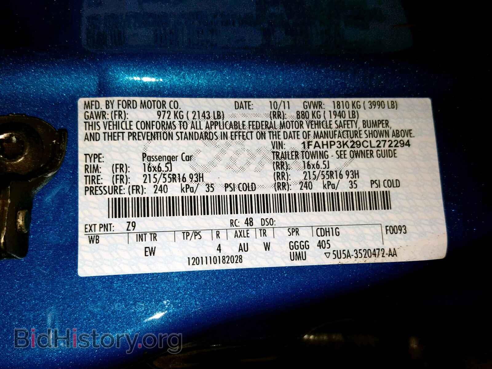 2012 FORD FOCUS SE - VIN: 1FAHP3K29CL272294 - Фото 10