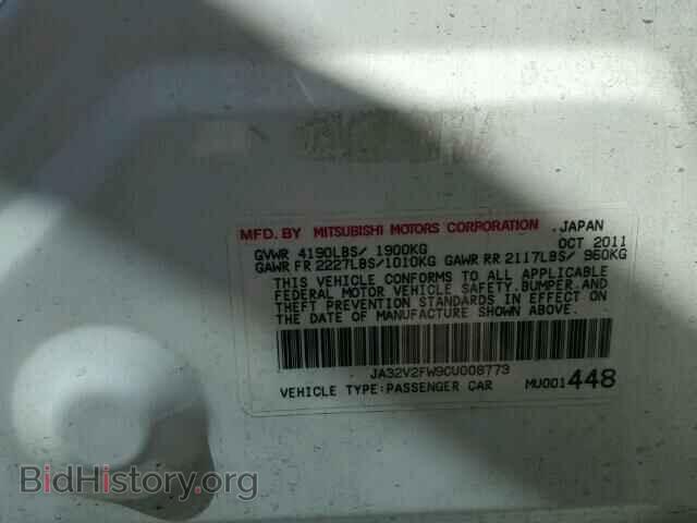 2012 MITSUBISHI LANCER - VIN: JA32V2FW9CU008773 - Фото 10