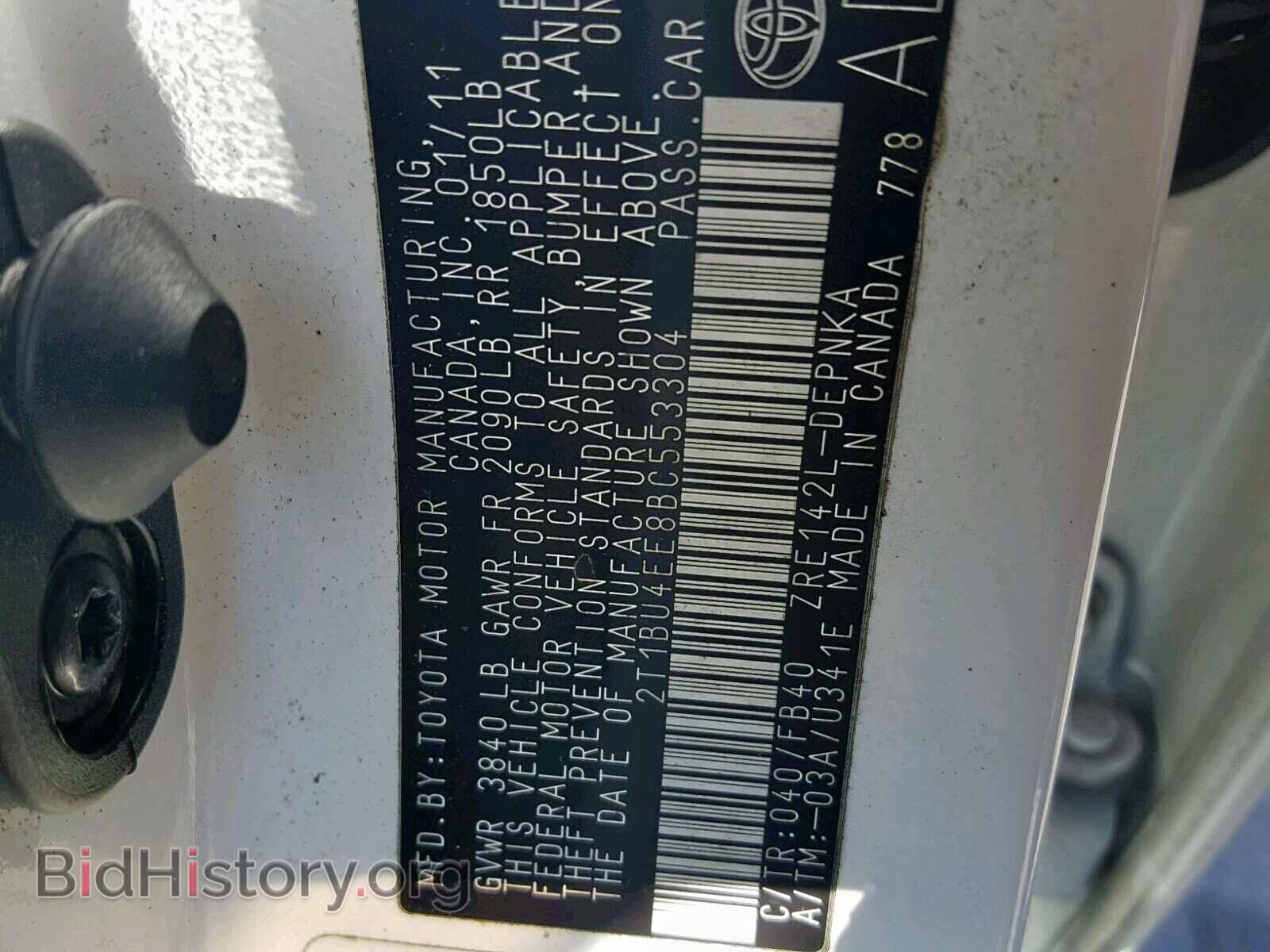 2011 TOYOTA COROLLA BA - VIN: 2T1BU4EE8BC553304 - Фото 10