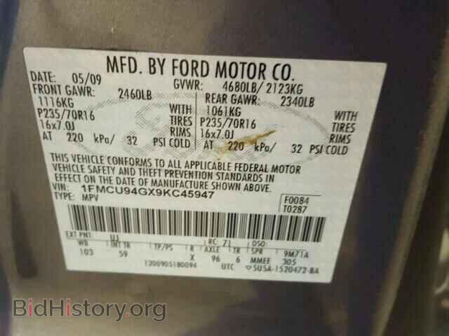 2009 FORD ESCAPE - VIN: 1FMCU94GX9KC45947 - Фото 10