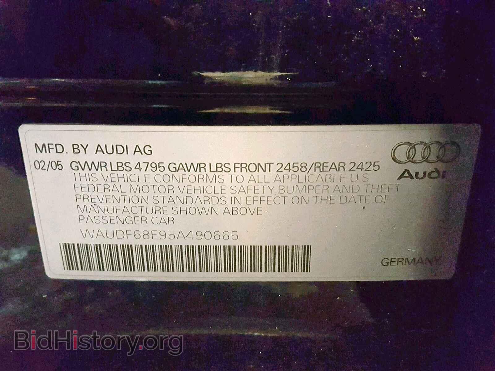 2005 AUDI A4 - VIN: WAUDF68E95A490665 - Фото 10