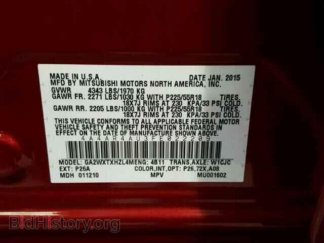 2015 MITSUBISHI OUTLANDER - VIN: 4A4AR4AU3FE022209 - Фото 10