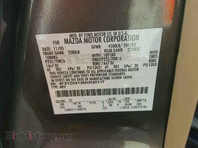 2006 MAZDA TRIBUTE - VIN: 4F2YZ04136KM20117 - Фото 10