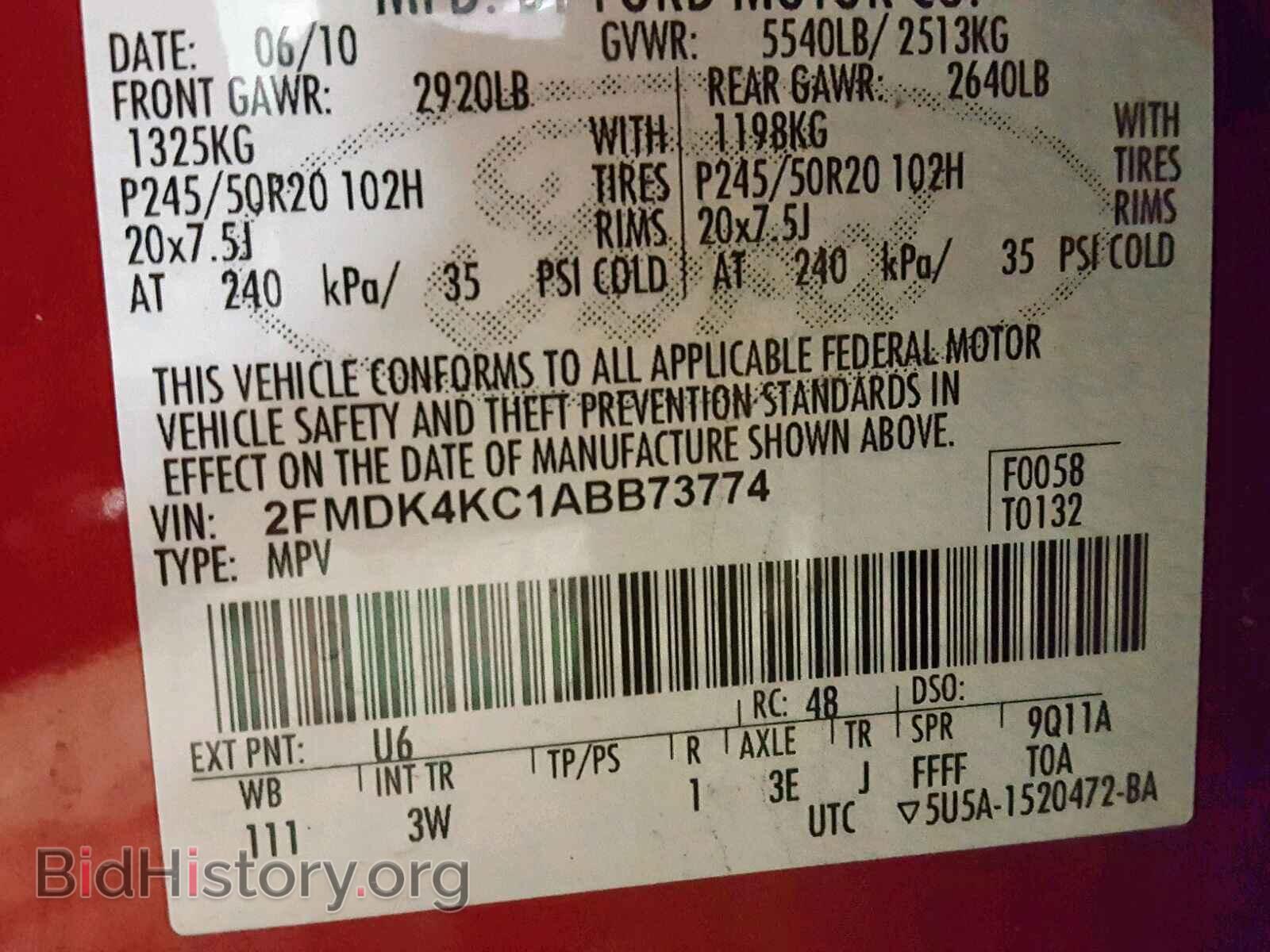 2010 FORD EDGE - VIN: 2FMDK4KC1ABB73774 - Photo 10