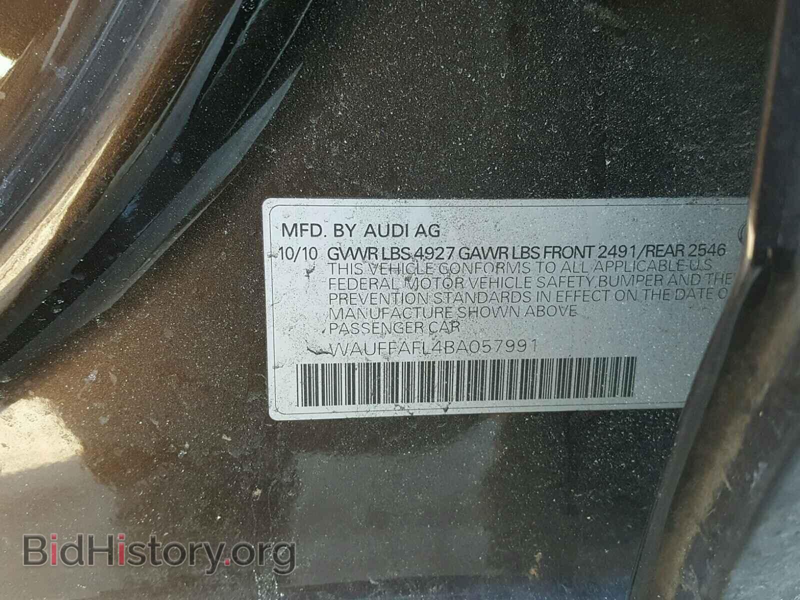 2011 AUDI A4 - VIN: WAUFFAFL4BA057991 - Фото 10