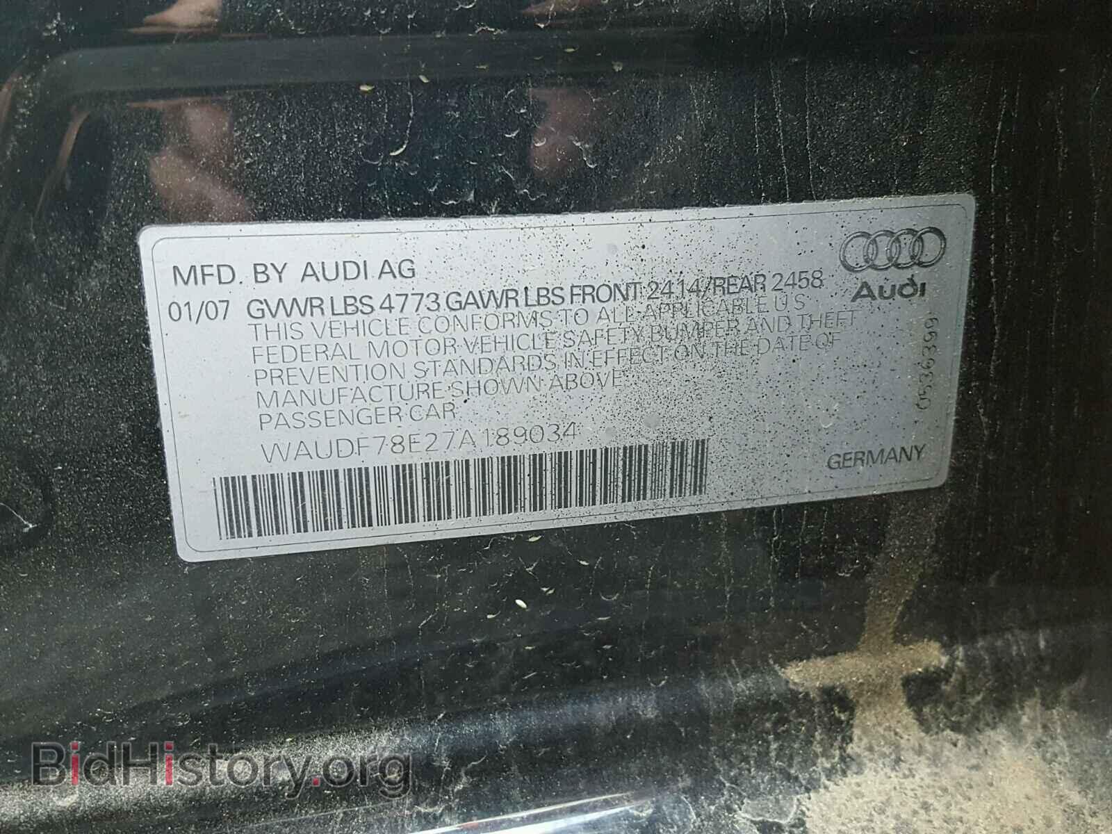 2007 AUDI A4 - VIN: WAUDF78E27A189034 - Фото 10