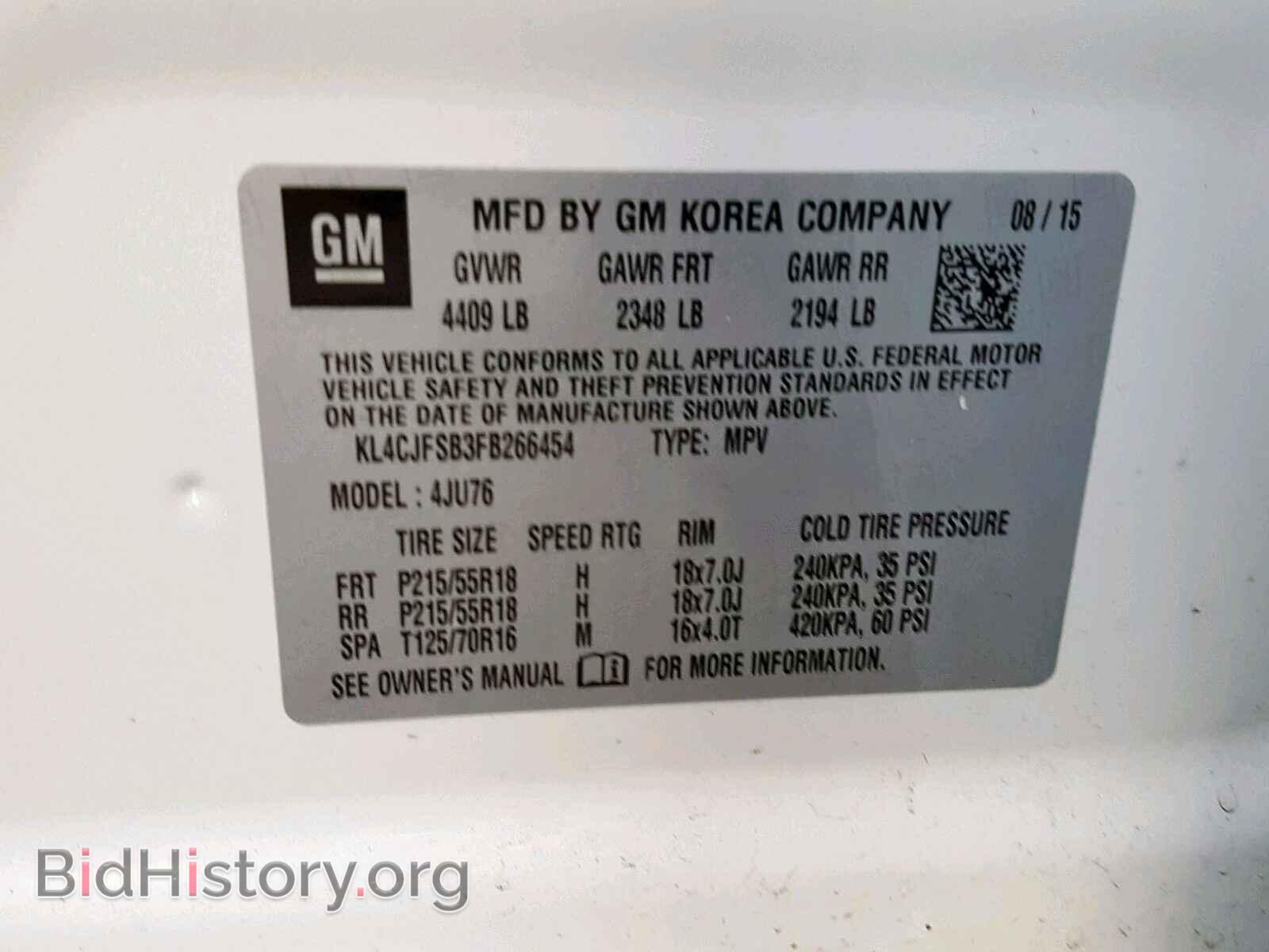 2015 BUICK ENCORE CON - VIN: KL4CJFSB3FB266454 - Photo 10