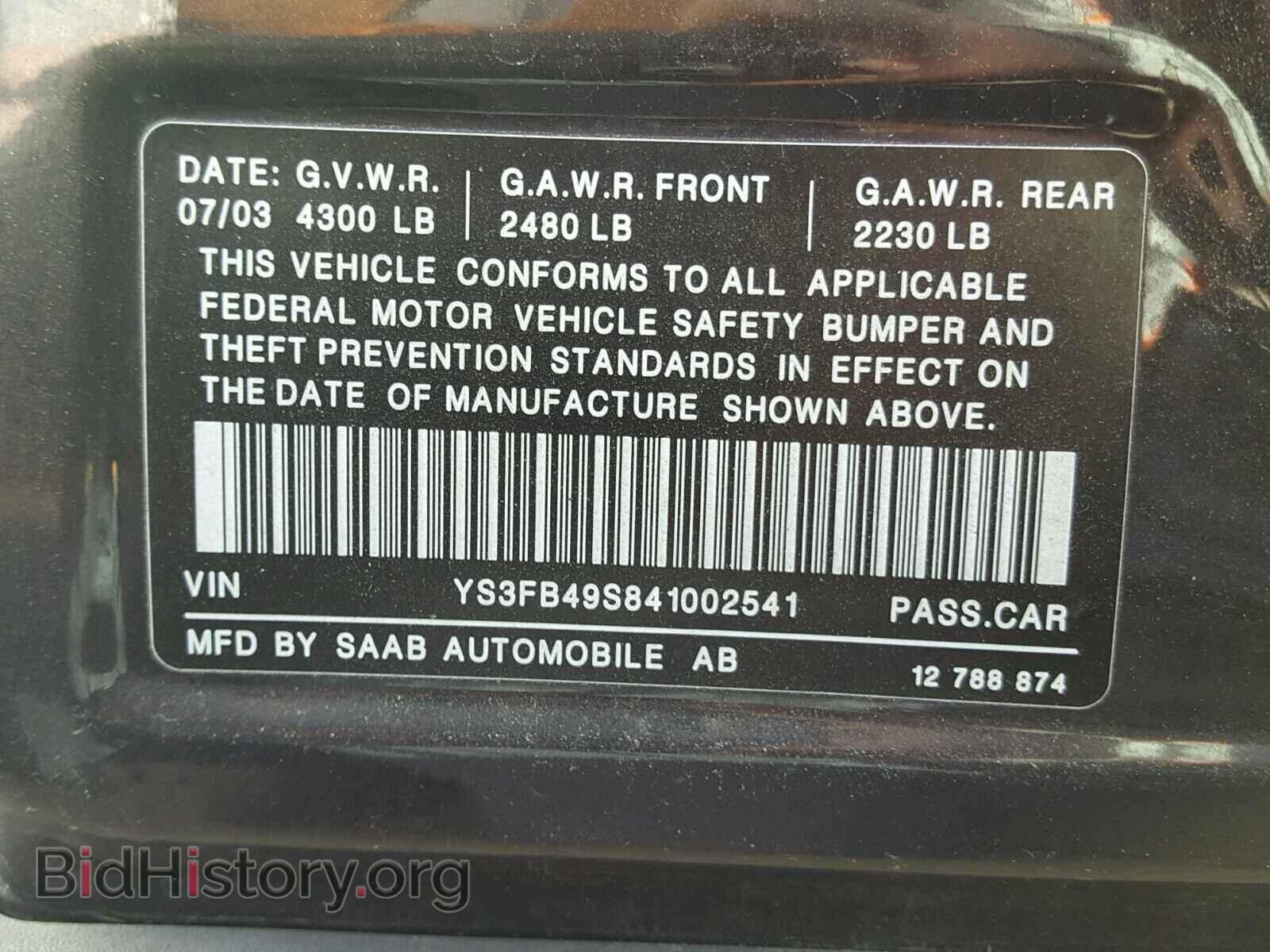 2004 SAAB 9 3 - VIN: YS3FB49S841002541 - Photo 10