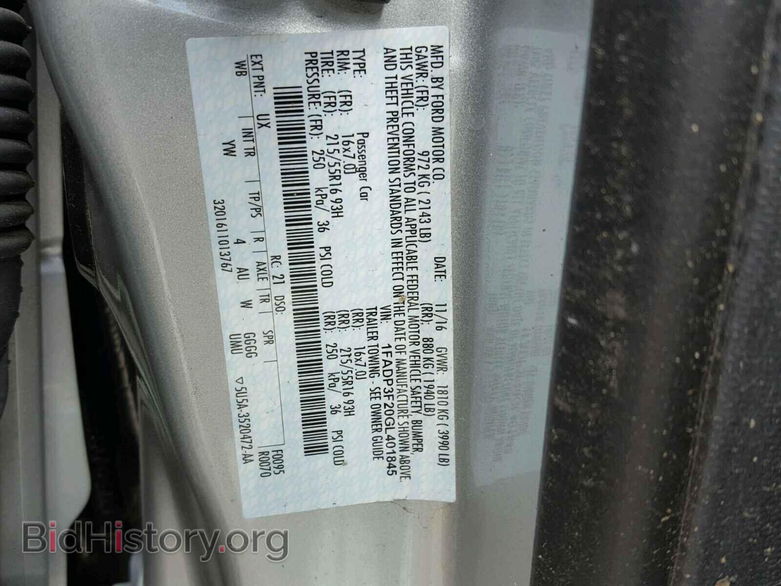 2016 FORD FOCUS - VIN: 1FADP3F20GL401845 - Фото 10
