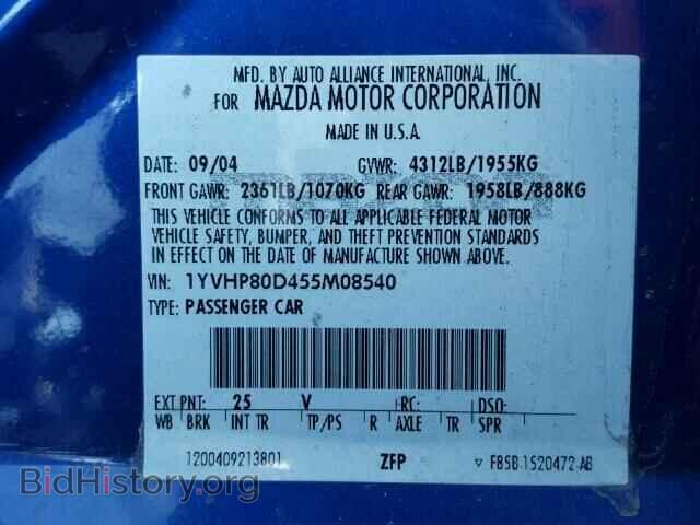2005 MAZDA 6 - VIN: 1YVHP80D455M08540 - Photo 10