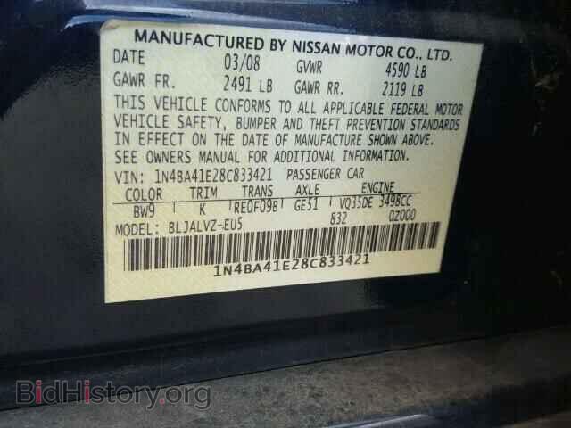 2008 NISSAN MAXIMA - VIN: 1N4BA41E28C833421 - Фото 10