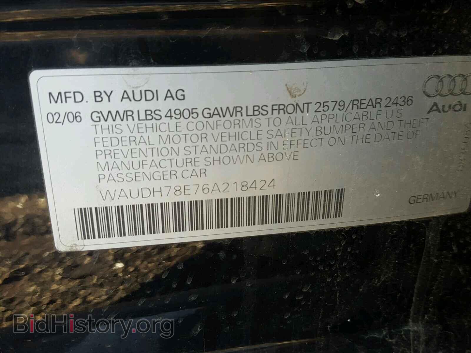 2006 AUDI A4 - VIN: WAUDH78E76A218424 - Photo 10