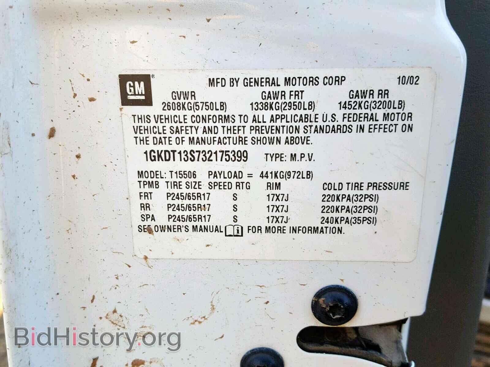 2003 GMC ENVOY - VIN: 1GKDT13S732175399 - Фото 10