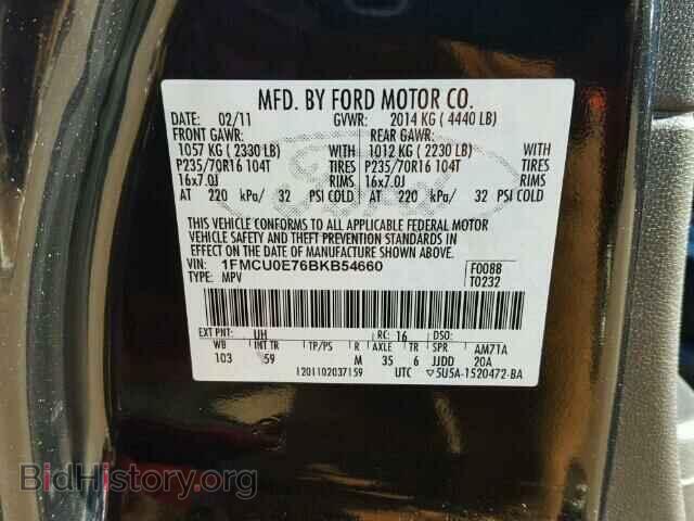 2011 FORD ESCAPE - VIN: 1FMCU0E76BKB54660 - Фото 10