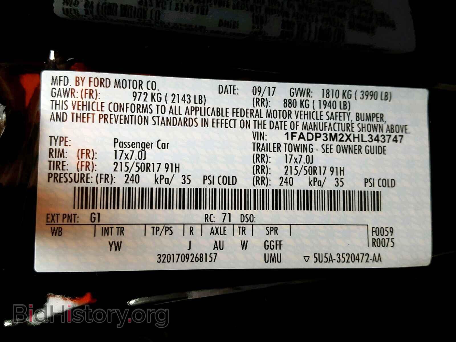 2017 FORD FOCUS - VIN: 1FADP3M2XHL343747 - Фото 10