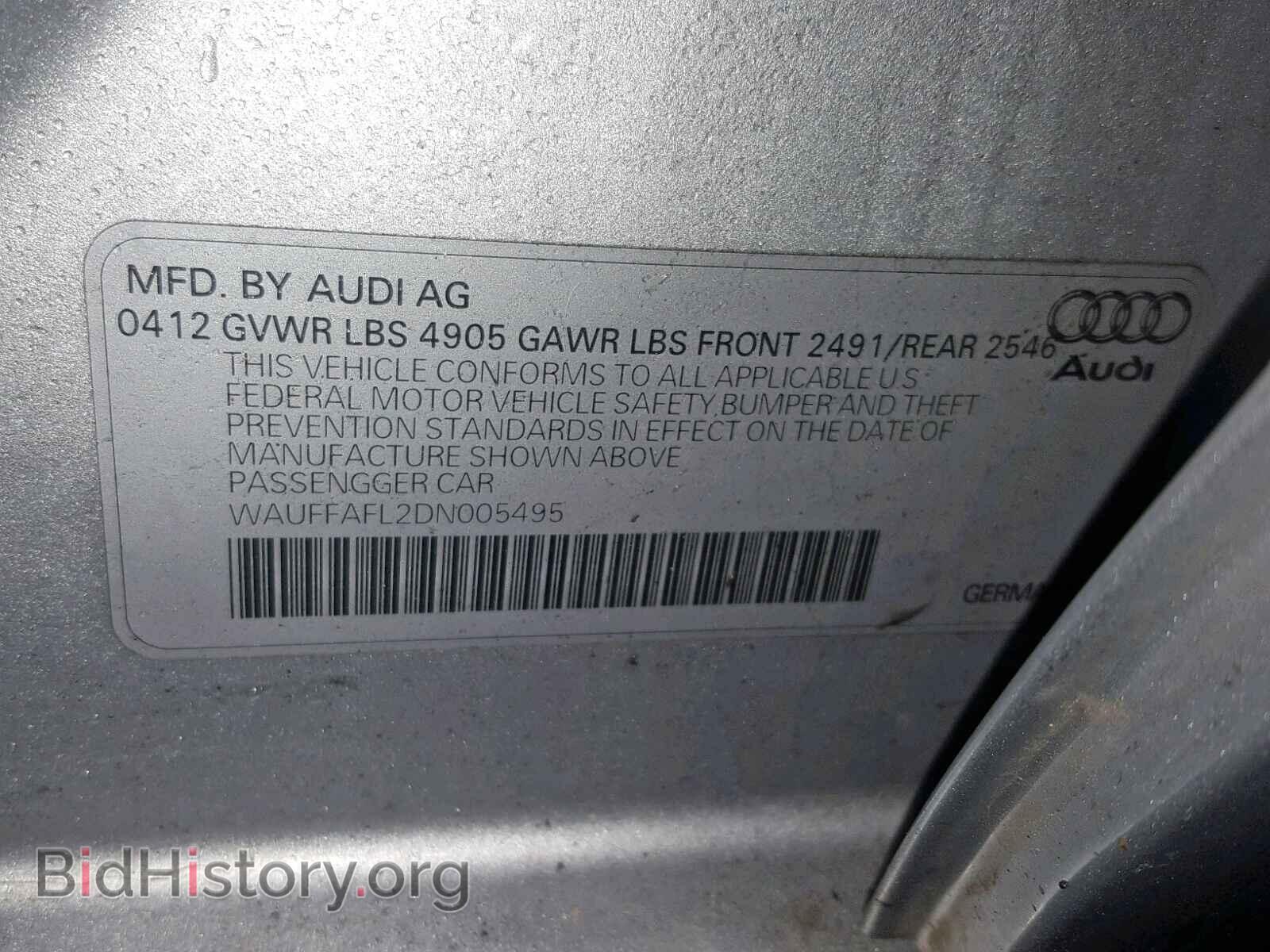 2013 AUDI A4 - VIN: WAUFFAFL2DN005495 - Photo 10