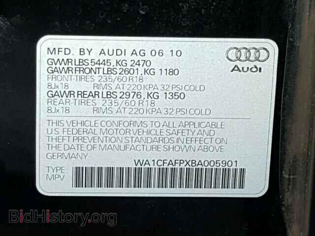 2011 AUDI Q5 - VIN: WA1CFAFPXBA005901 - Photo 10
