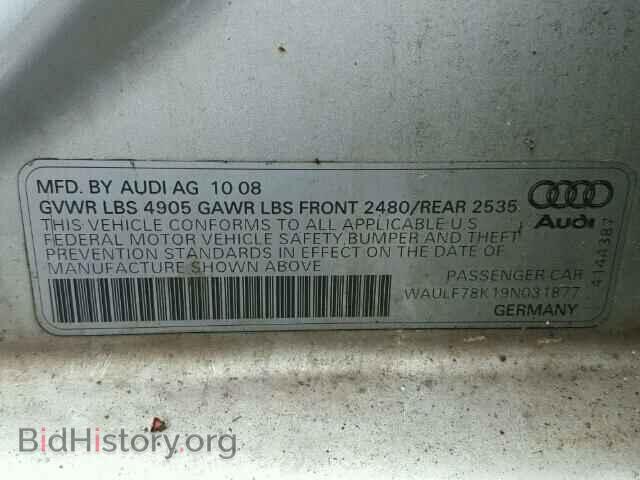 2009 AUDI A4 - VIN: WAULF78K19N031877 - Фото 10