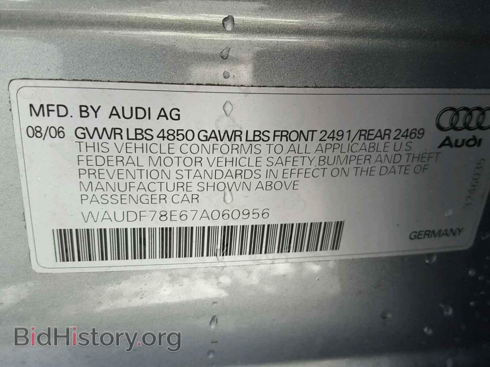 2007 AUDI A4 - VIN: WAUDF78E67A060956 - Фото 10
