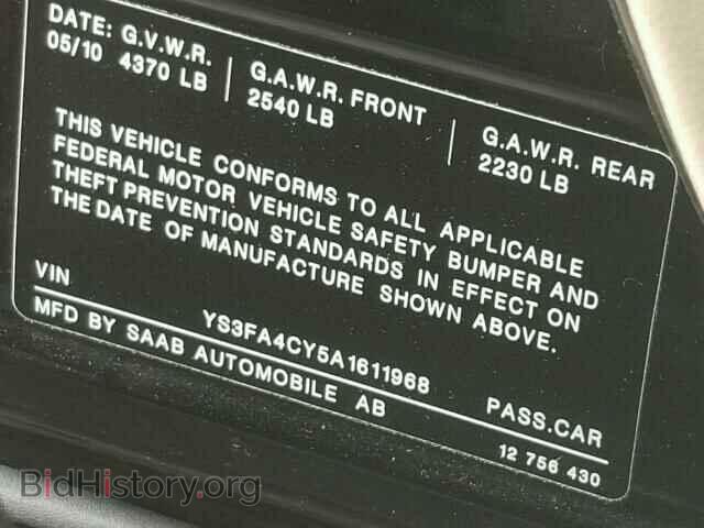 2010 SAAB 9 3 - VIN: YS3FA4CY5A1611968 - Фото 10