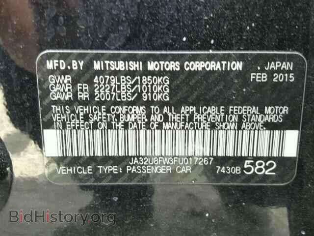 2015 MITSUBISHI LANCER - VIN: JA32U8FW3FU017267 - Фото 10