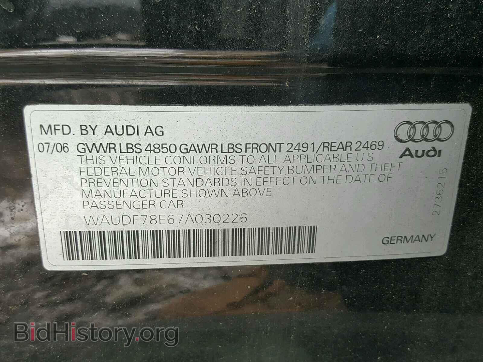 2007 AUDI A4 - VIN: WAUDF78E67A030226 - Photo 10