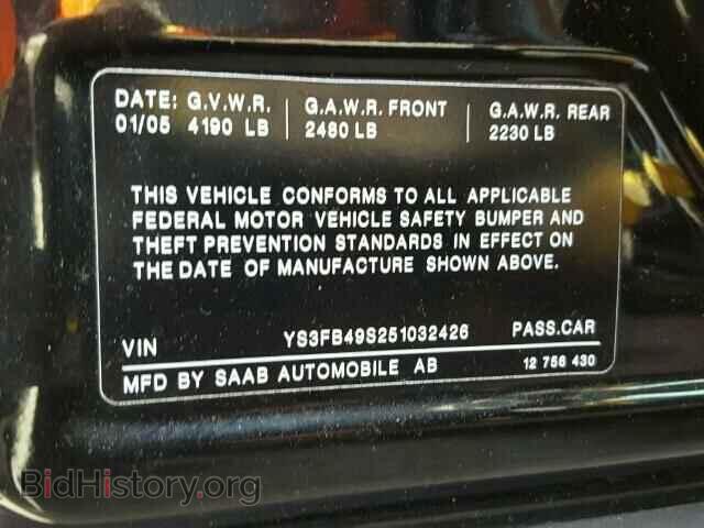 2005 SAAB 9 3 - VIN: YS3FB49S251032426 - Фото 10