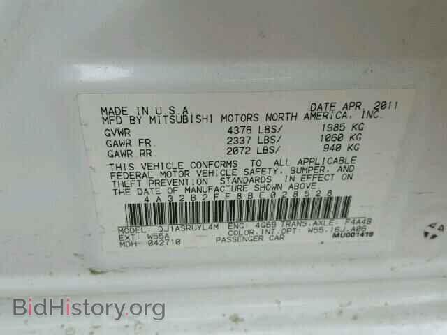 2011 MITSUBISHI GALANT - VIN: 4A32B2FF8BE028528 - Фото 10
