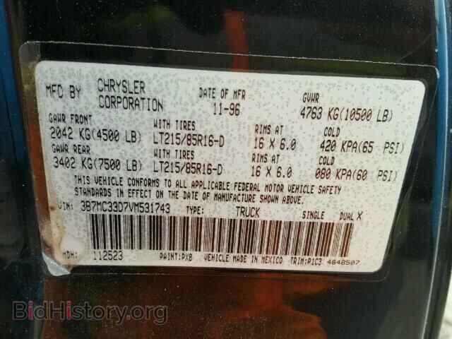 1997 DODGE RAM 3500 - VIN: 3B7MC33D7VM531743 - Фото 10